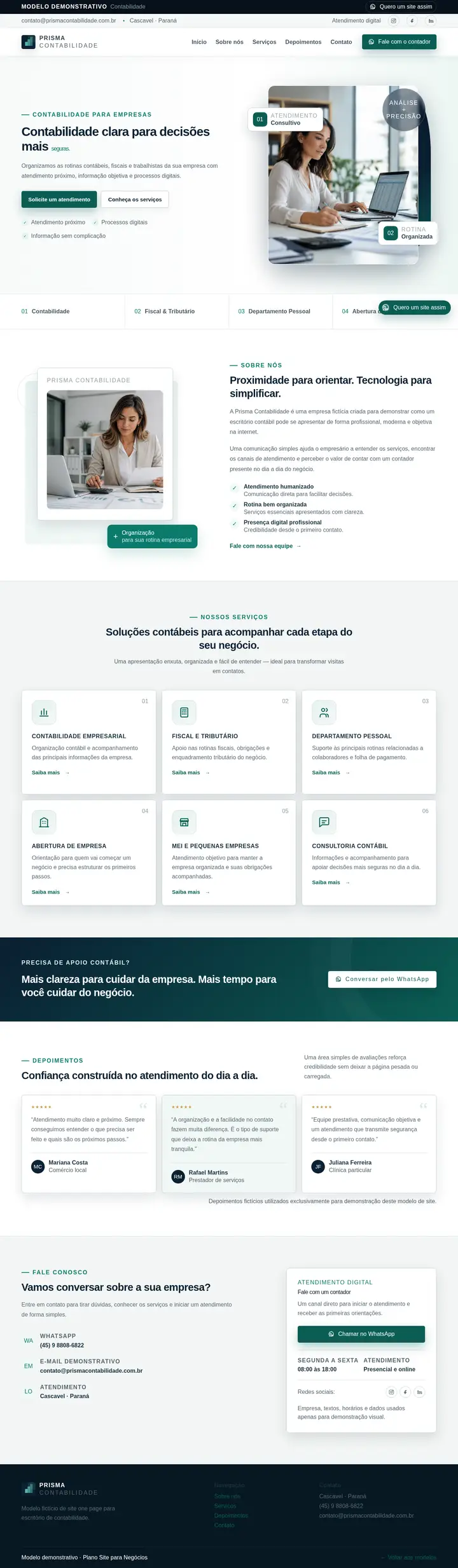 Prévia completa do modelo de site