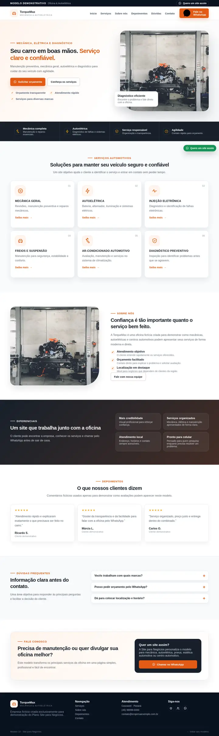 Prévia completa do modelo de site