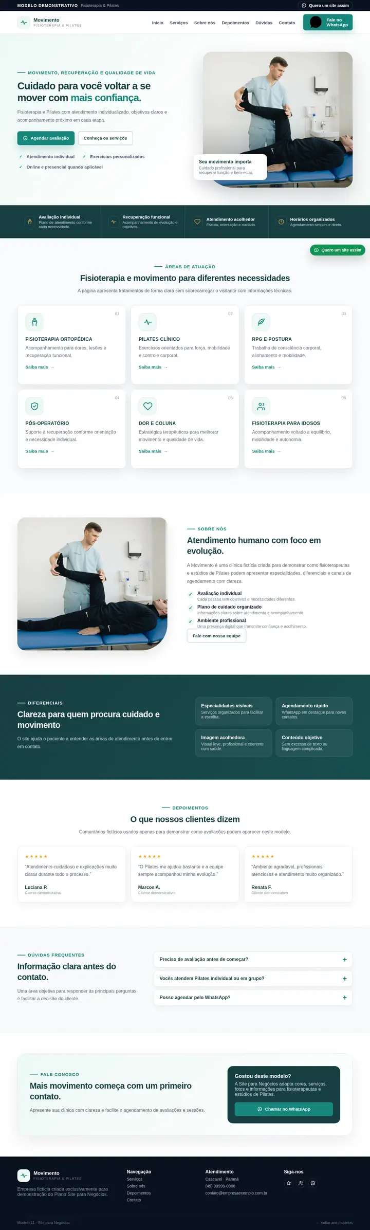 Prévia completa do modelo de site