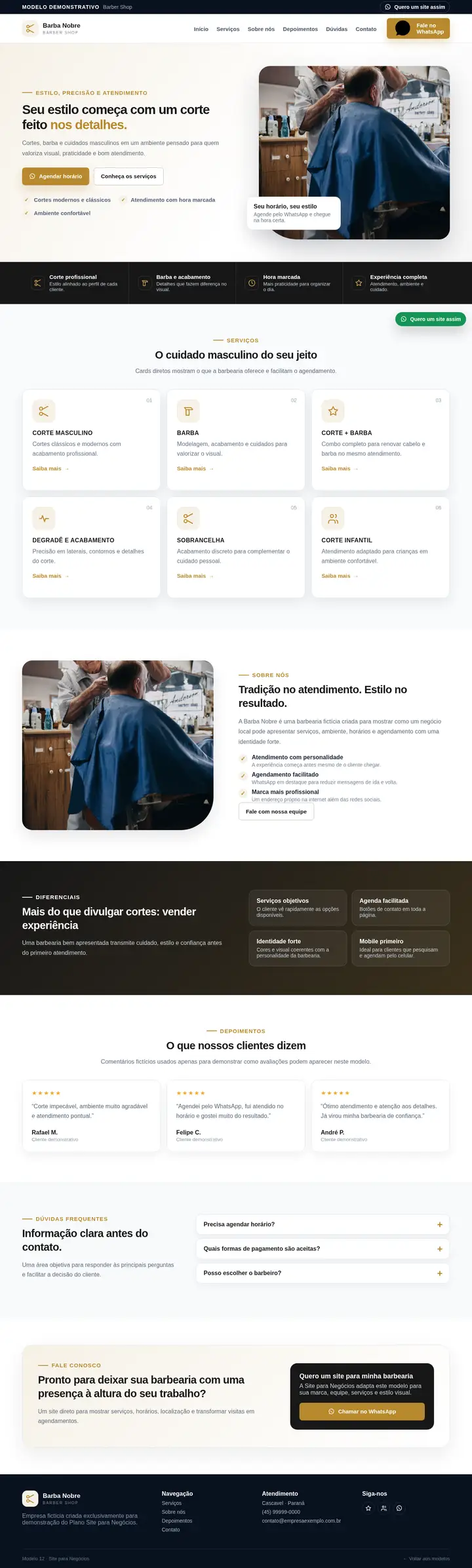 Prévia completa do modelo de site