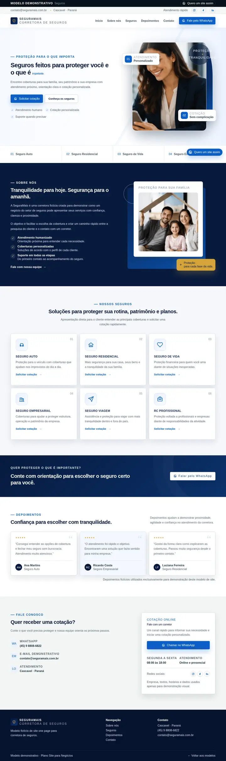 Prévia completa do modelo de site