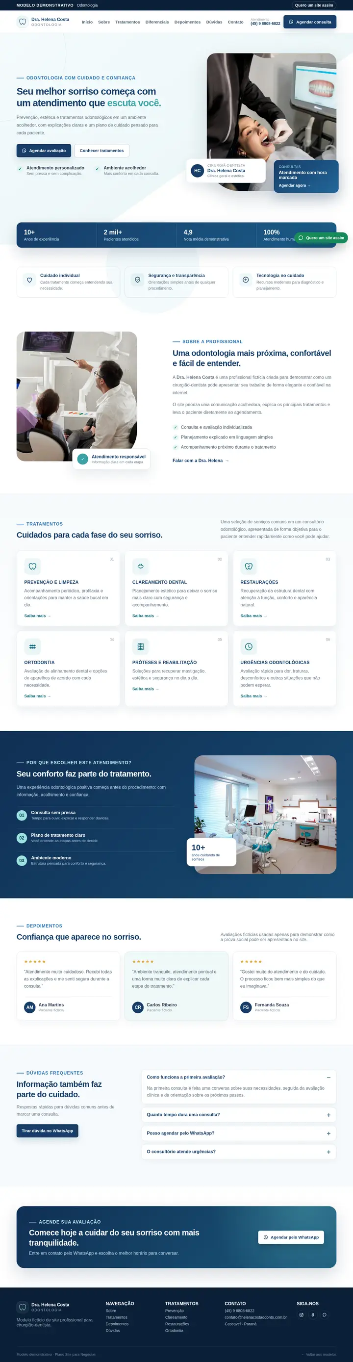 Prévia completa do modelo de site