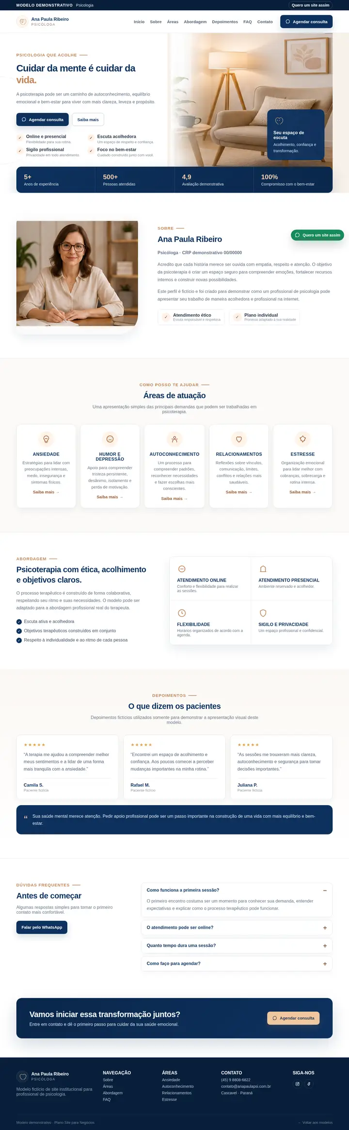 Prévia completa do modelo de site