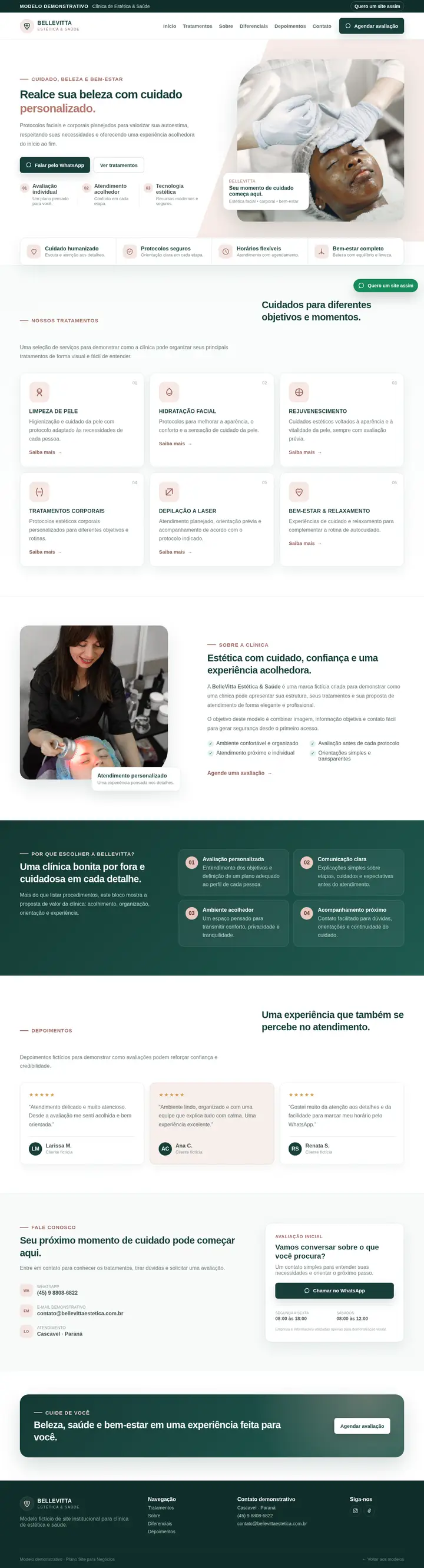 Prévia completa do modelo de site