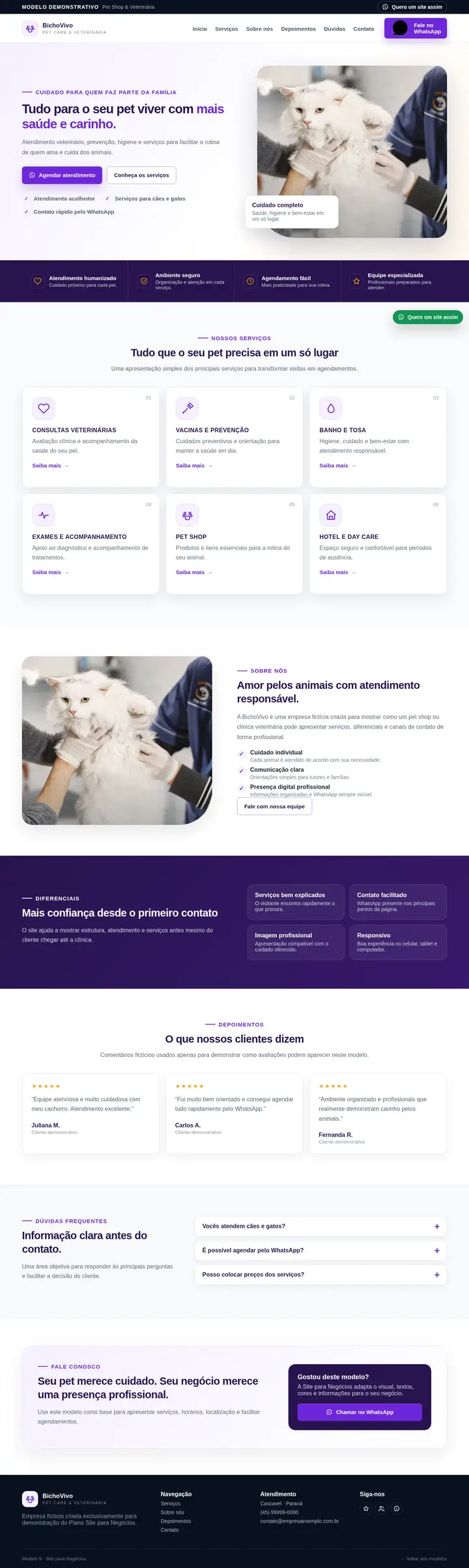 Prévia completa do modelo de site