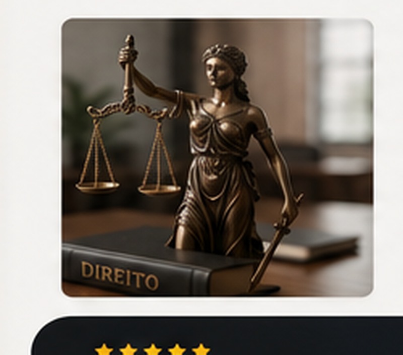 Estátua da justiça simbolizando atuação jurídica